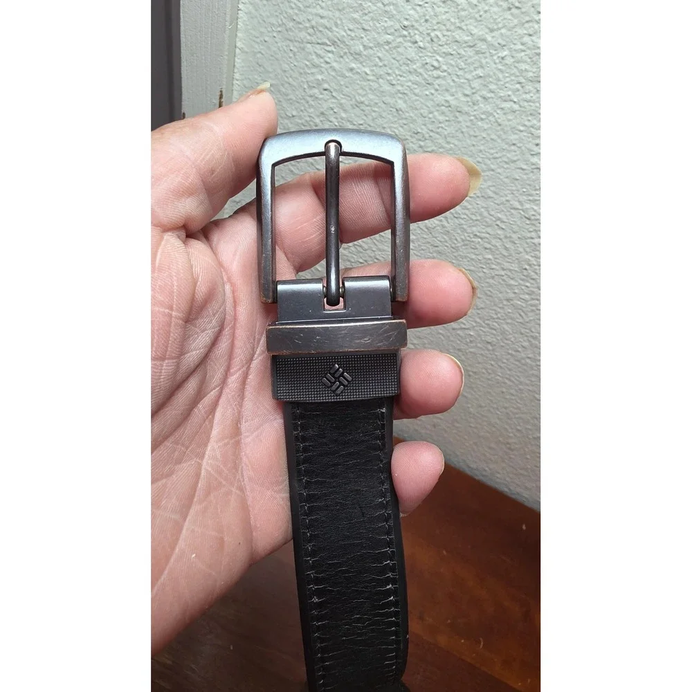 Columbia Reversible Leather Belt Mens 38 Black Brown Swivel Buckle 11CO02J4